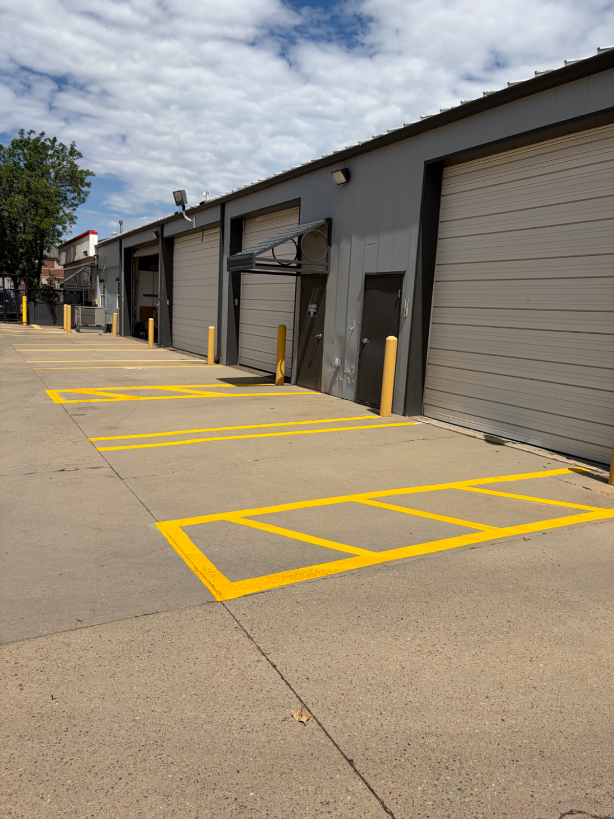 Parking lot striping job by Fire Line Striping in the Denver metro area
