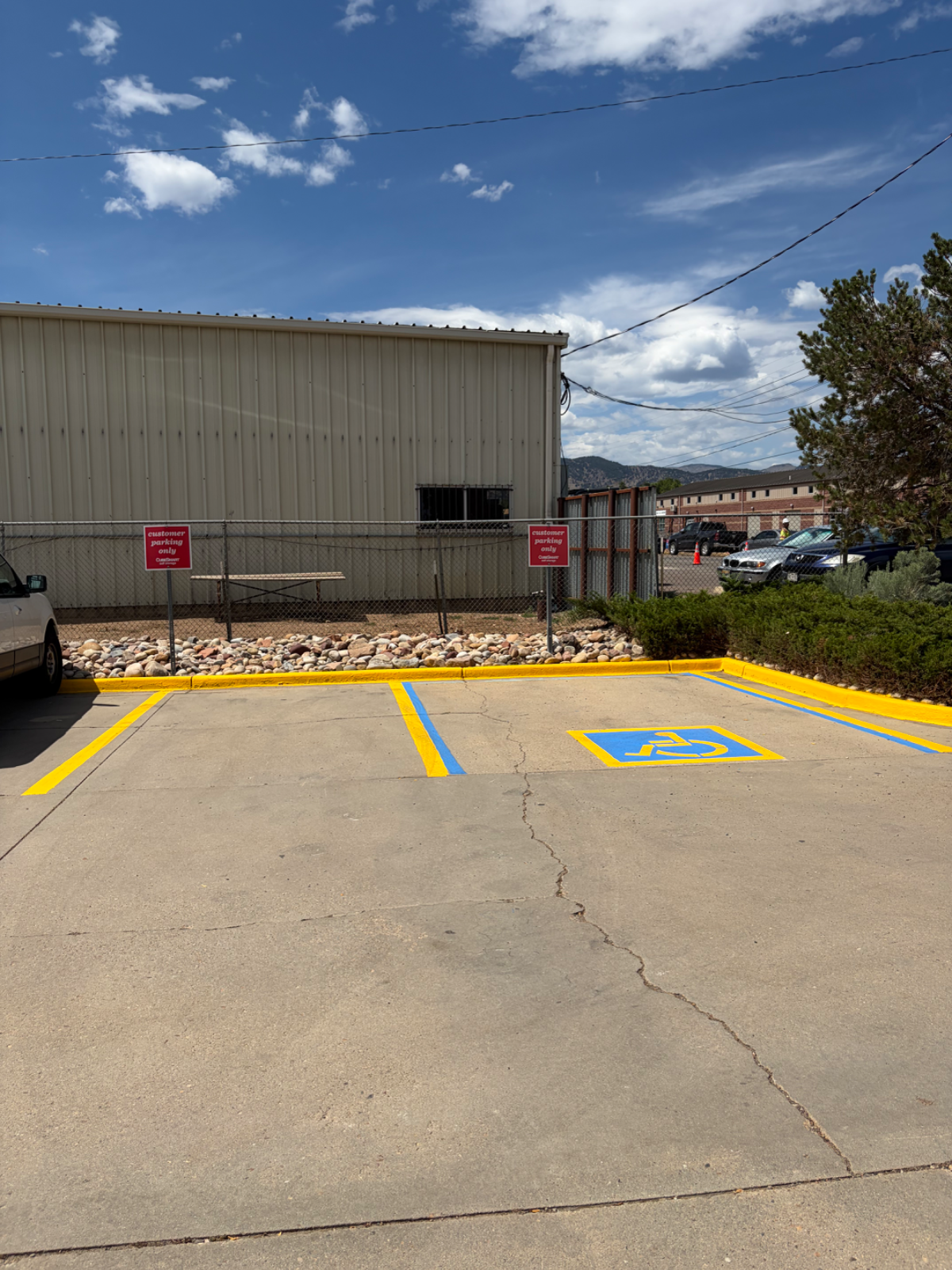 Parking lot striping job by Fire Line Striping in the Denver metro area